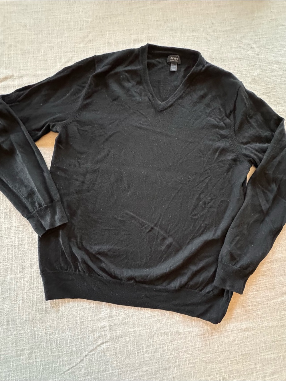 J.Crew Black Merino Wool V-Neck Sweater
